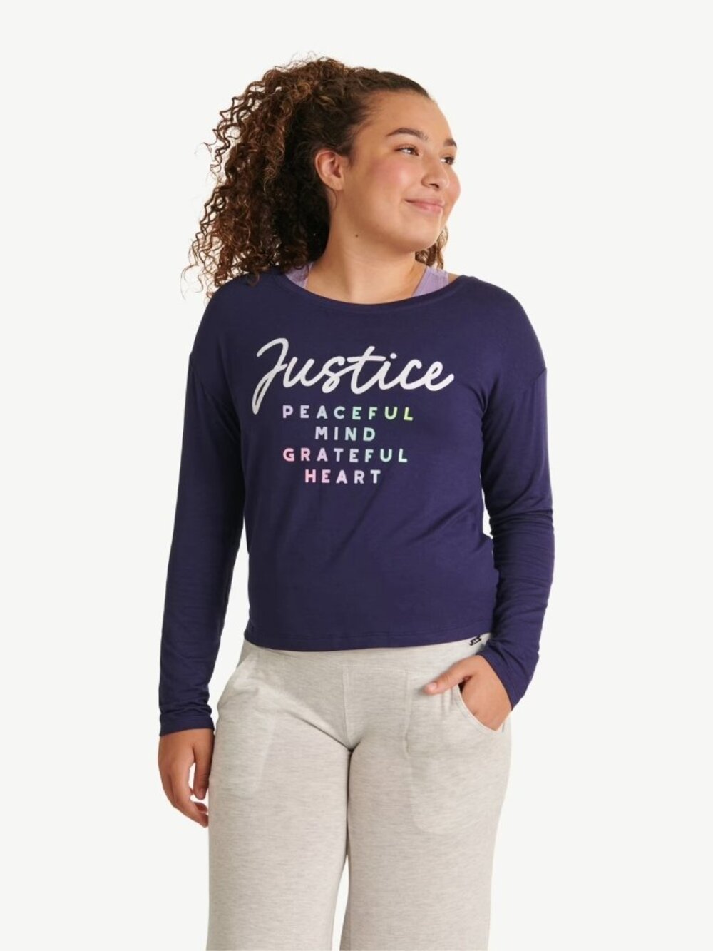 Justice Long Sleeve Dark Purple Shirt Twist Bacck Girl's Size Large (12/14)